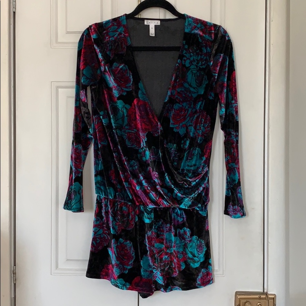 Keith Floral Velour Romper XS